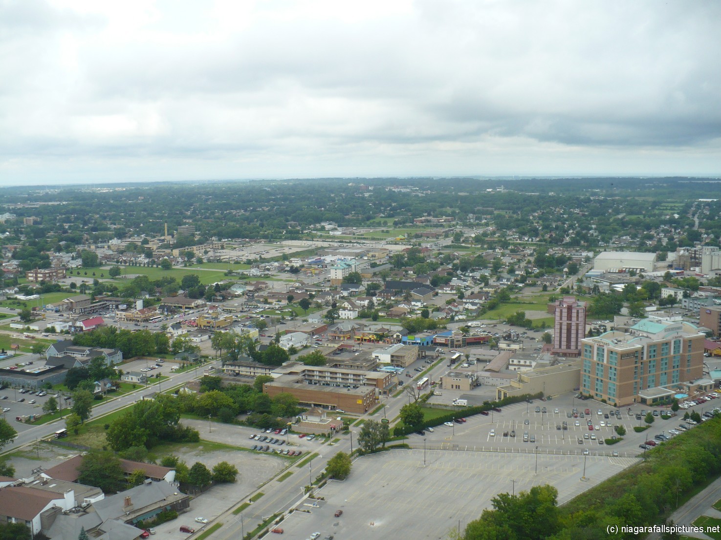 Niagara Falls city Canada seen from Skylon Tower revolving restaurant.jpg