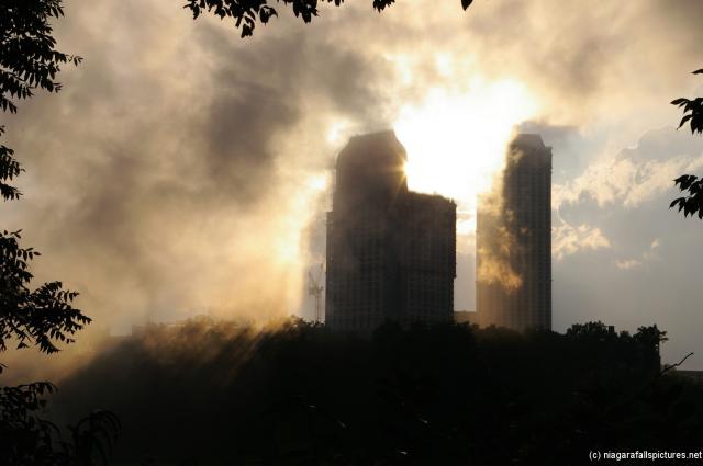 Canadian hotels across the river in the mist in Niagara Falls.jpg