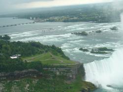 Top of the Falls Restaurant and Goat Island as viewed from Skylon Tower.jpg